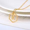 【Alizeker Mall】Hollow A-Z Initial Letter Necklace Women Stainless Steel Color Pendants Choker Necklaces Female.