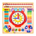 Montessori Teaching Aids Children's Calendar Weather Cognitive Board Date Recognition Clock and Time Puzzle 3 to 6 Year-Old Toy.