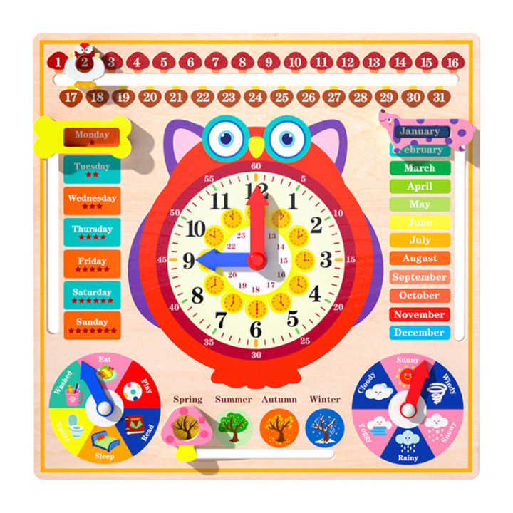 Montessori%20Teaching%20Aids%20Children's%20Calendar%20Weather%20Cognitive%20Board%20Date%20Recognition%20Clock%20and%20Time%20Puzzle%203%20to%206%20Year-Old%20Toy%20-%20Image%205