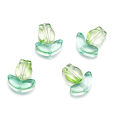 【Online】 St.kunkka 10set Three-Dimensional Tulip Flower Beads Transparent Beads Tulip Shape Beads with Leaves Flower Beads For DIY Beaded Bracelet Necklace. 