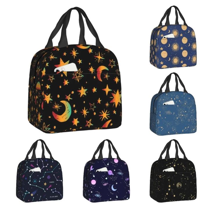 【NEW】 Custom Celestial Moon And Stars Lunch Bag Women Cooler Thermal Insulated Lunch Boxes For Student School