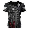 Vintage Men's T-shirt 3d Printed Mechanical Tool Pattern Ordinary Short-sleeved High Street Streetwear Tees Tops Men's Clothing.