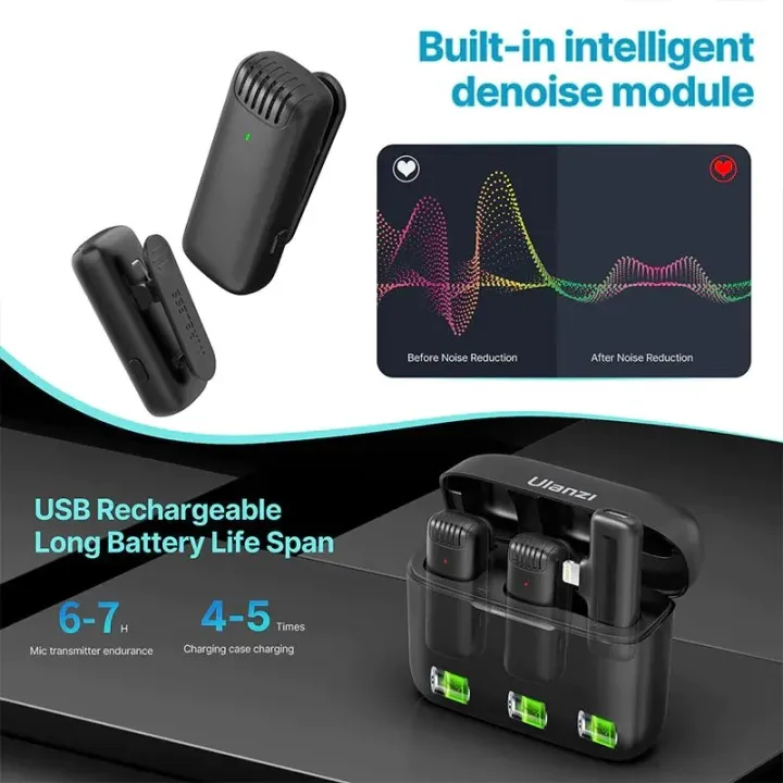 Wireless%20Lavalier%20Microphone%20Ulanji%20J12%20for%20Video%20Recording%20Compatible%20with%20iPhone%20iPad,%20Mini%20Phone%20Clip-on%20Lapel%20Mic%20for%20YouTube%20Podcast%20Zoom%20Interview%20Vlog,%203%20Levels%20Noise%20Reduction%20(No%20Need%20App/Bluetooth)%20-%20Image%205
