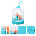 Electronic Talking Birds Cage Toy Voice Control Vivid Appearance Festival Gift Electric Voice Control Induction Sound Simulation Bird Cage for Baby-Multicolor. 