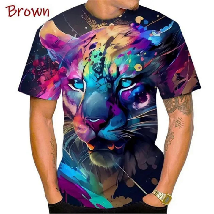 New Colorful Animal 3D Printing T-shirt Tiger Panda Dinosaur And Many Other Ai Animal Fashion Unisex Hip-hop Short-sleeve Tshirt