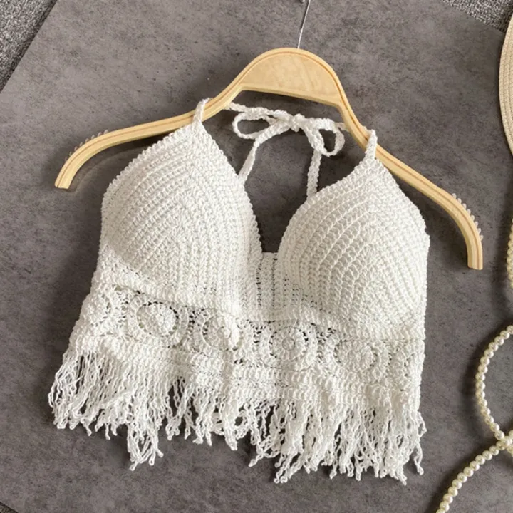 Boho%20Beach%20Holiday%20Camisole%20Halter%20Women%20Crochet%20Knit%20Swimsuit%20Bra%20Backless%20Vest%20Hollow%20Tassel%20Tank%20Top%20Women's%20Crop%20Tops%20-%20Image%207