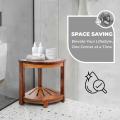 GC Corner Shower Stool, Waterproof Shower Foot Rest For Inside Shower, Wood Bathroom Stool Bench Seats With Storage Shelf Non-Slip Foot Pads For Small Space. 