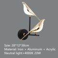 Postmodern Creative Bird Shape Wall Lamps Acrylic Alloy Simple For Living Room Restaurant Bedroom Gorgeous Decoration Luminaire.
