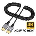 4K@60HZ 0.5-2.4M Micro mini HDMI-Compatible TO HDMI Minihdmi Microhdmi Coiled Extension Flexible Spiral Cable Male to Male Plug. 