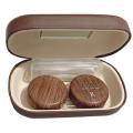 contact case for travel portable contact case with mirror rectangle, lovely and colorful, especially elegant 4-piece set Wood grain contact lens case compact eye. 