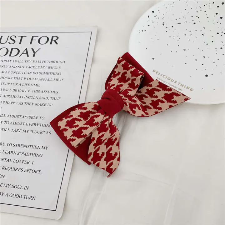 Simple%20polka%20dot%20checkered%20bow%20spring%20clip%20sweet%20versatile%20New%20Year%20red%20accessory%20Japanese%20and%20Korean%20hair%20clip%20at%20back%20of%20the%20head%20-%20Image%206