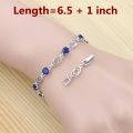 925 Sterling Silver Bridal Jewelry Set Sapphire Ring Earrings Bracelet Necklace Pendant for Women Party Accessories.