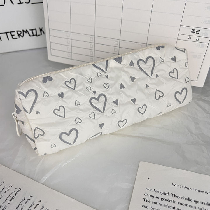New Original Love Pencil Bag Simple Girly Heart Student Stationery Bag Study Stationery Bag Cosmetic Bag
