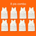 8 Pieces set white Color boy tshirt Tank Top kids top, baby boy top, sando ganji.