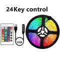 LED Strip Light 1M-30M USB Bluetooth 5050 RGB  SMD DC 5V Flexible Luces Lamp Tape Ribbon TV Desktop Screen BackLight Diode Fita-24Key control-1m--. 