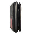 Annex Bangladesh Black Color Long Wallet Natural Finished Soft Leather Double Wallet Two Mobile Carry  Travel Wallet. 