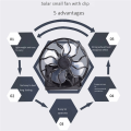 3X Solar Fan Clip Cap Fan with Clip Solar Small Fan Electric Fan Outdoor Portable Fan.