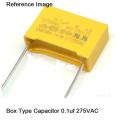 5Pcs-YELLOW BOX TYPE 0.1uF 275VAC Electric Power Polypropylene Metal Film Box Capacitor Axial Film Molded 0.1uF 275VAC Capacitors 2 Pin Leads Connections Leg. 