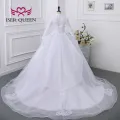 2023 New Arab Muslim Wedding Dress White Color Ball Gown Plus Size Lace Appliques With Beading Bride Dresses For Women WX0327. 