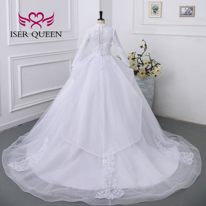 2023%20New%20Arab%20Muslim%20Wedding%20Dress%20White%20Color%20Ball%20Gown%20Plus%20Size%20Lace%20Appliques%20With%20Beading%20Bride%20Dresses%20For%20Women%20WX0327%20-%20Image%204