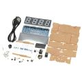 Compact 4-digit DIY Digital LED Clock Kit Light Control Temperature Date Time Display with Transparent Case.