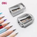 Deli Zinc Alloy Pencil Sharpener Silver Metal Sharpener School Office Sharpener Stationery Supplies.
