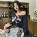 Deeptown Coquette Japanese Y2k Off Shoulder Sweatshirts Women Kpop Vintage Graphic Hoodies Korean Long Sleeve Beige Crop Outfits KEEMEEUYZO.