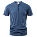 T Shirt Men Casual High Quality Summer Short Sleeve Henry neck Mens T Shirts Fashion Basic T-shirt Male KEEMEEUYZO. 