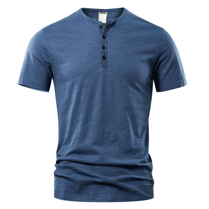 T%20Shirt%20Men%20Casual%20High%20Quality%20Summer%20Short%20Sleeve%20Henry%20neck%20Mens%20T%20Shirts%20Fashion%20Basic%20T-shirt%20Male%20KEEMEEUYZO%20-%20Image%202