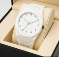 Arabic Aura Watch – Carbon Fiber Look Body with Sleek & Modern Design - White.