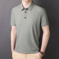 Men's polo shirt, summer new Korean version of business casual, youth fashion casual lapel ice silk short sleeve top. 
