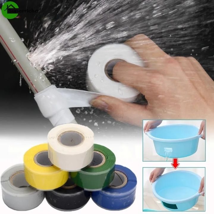 1.5M 2.5cm Pipe Repairing Rubber Patch Safe Electrical Wires Sealing Tape Waterproof Self-Fusing Silicone Tape Strong Leak-Proof Hose Strip Tape Home Improvement
