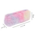 Fluffy Soft Rainbow Pencil Case Cute Novelty Gradient Faux Fur Pen Pouch Stationery Creative Plush Holder Pouch Simple Storage Bag. 