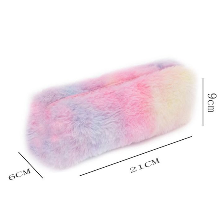 Fluffy%20Soft%20Rainbow%20Pencil%20Case%20Cute%20Novelty%20Gradient%20Faux%20Fur%20Pen%20Pouch%20Stationery%20Creative%20Plush%20Holder%20Pouch%20Simple%20Storage%20Bag%20-%20Image%204