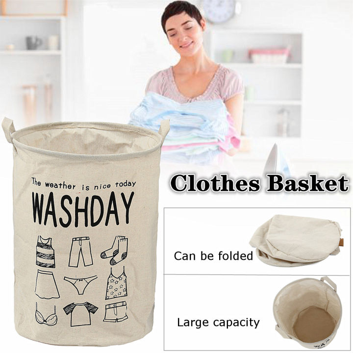 Nice Waterproof Canvas Laundry Clothes Basket Storage Basket Folding Storage Box