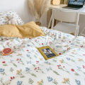 【Factory Store】Xiaohongshu Internet celebrity pastoral style, fresh floral yellow polka dot bed sheets, three or four pieces of bed sheets, one piece of dropshipping. 