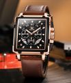 OLEVS 9919 Square Fashion Watches for Men Chronograph Waterproof Leather Wrist Watch - Watch For Men.