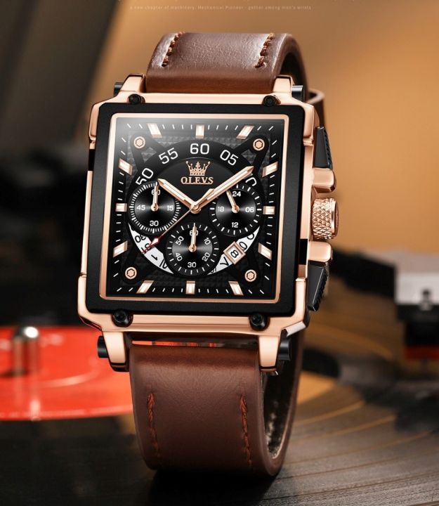 OLEVS%209919%20Square%20Fashion%20Watches%20for%20Men%20Chronograph%20Waterproof%20Leather%20Wrist%20Watch%20-%20Watch%20For%20Men%20-%20Image%205