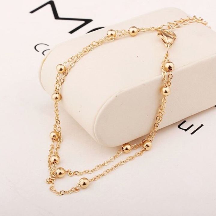 Women's%20Fashion%20Simple%20Golden%20Color%20Transfer%20Bead%20Adjustable%20Foot%20Chain%20Jewelry%20Double-layer%20Chain%20Foot%20Decoration%20-%20Image%202
