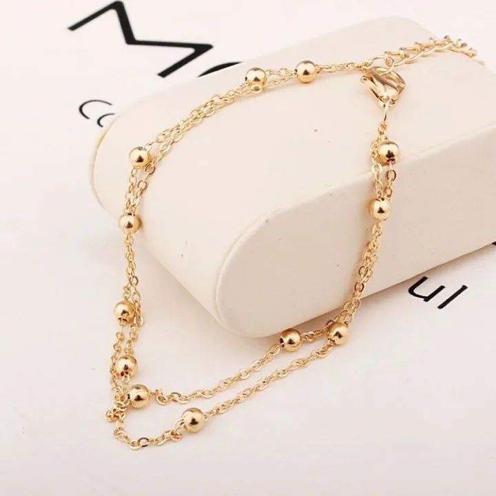 Women's%20Fashion%20Simple%20Golden%20Color%20Transfer%20Bead%20Adjustable%20Foot%20Chain%20Jewelry%20Double-layer%20Chain%20Foot%20Decoration%20-%20Image%202