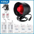 KERUI Security Alarm System Kit 110dB Wireless Loud Indoor/Outdoor Weatherproof Siren Horn with Remote Control and Door Contact. 