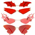 Luxury Fashion Fire Flame Sunglasses Women Rimless Wave Sun Glasses Metal Shades For Vintage Women Mirror Eyewear UV400. 