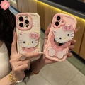 Lovely Hello Kitty 3D DIY Doll Rotate Makeup Mirror Case Compatible for IPhone 16 13 15 14 12 11 Pro Max X XS XR Max 15 7 16 14 Plus 7Plus SE2020 Luxury Cream Puffs Soft Case. 