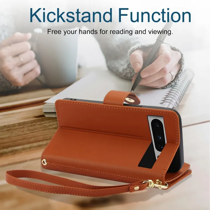 YM016%20Rhombic%20Zipper%20Card%20Wallet%20Leather%20Phone%20Case%20with%20Lanyard%20For%20Google%20Pixel%208%20Pro%20-%20Image%204