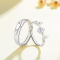 A deer with a couple pair of rings S925 sterling silver men and women versatile plain ring forest antler zircon Christmas ring.