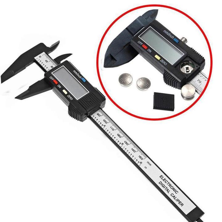 Carbon Fiber 6 Inch Digital Vernier Calipers 6 Inch 150mm Scale Electronic Digital Slide Caliper Ruler Measuring Gauge Scale With Large LCD Display Inch Millimeter Hand Tools