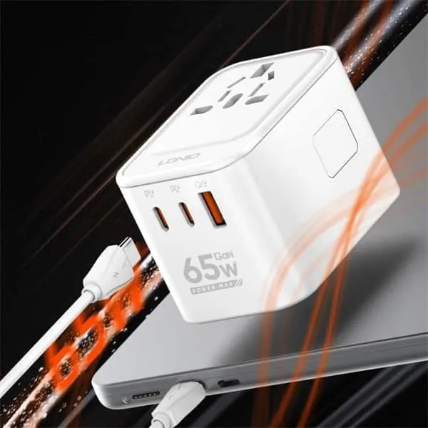 Ldnio%20Z6%2065W%203%20USB%20Ports%20GaN%20Universal%20Travel%20Adapter%20-%20White%20-%20Image%203