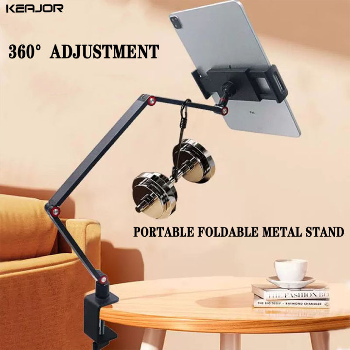 360° Rotating Long Arm Phone Tablet Holder Overhead Stand Desktop Bed Lazy Cantilever Bracket for Huawei Xiaomi iPhone ipad