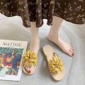 Flower Flip-Flops Women's Outdoor Seaside Flip Flops2022New Summer Fashion Trending All-Matching Flat Beach Shoes. 