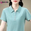 Summer Women's Casual Polo Shirt T-shirt Shirts Korean Dongdaemun 2024 Womans Tops Luxury Clothing Short Sleeve Tee Clothes Golf.